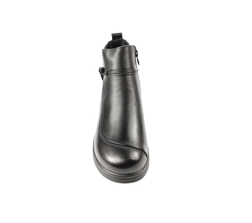 Ghete casual, dama, FORMAZIONE, 8862 negru, piele naturala